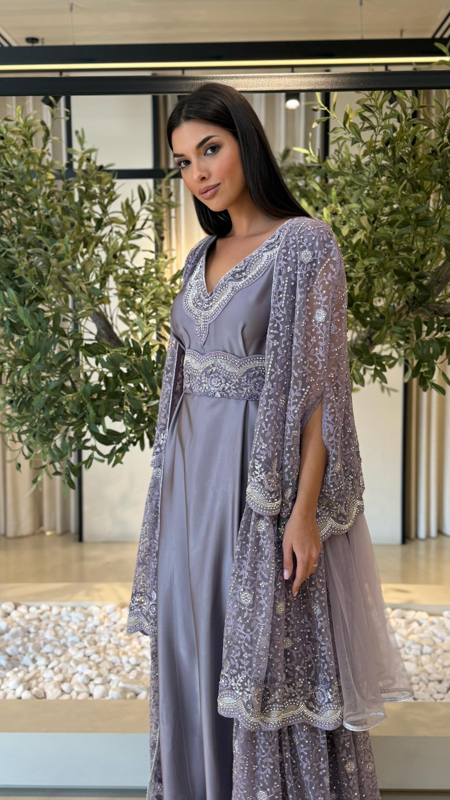 Triple Layer Cape Bisht set- lavender