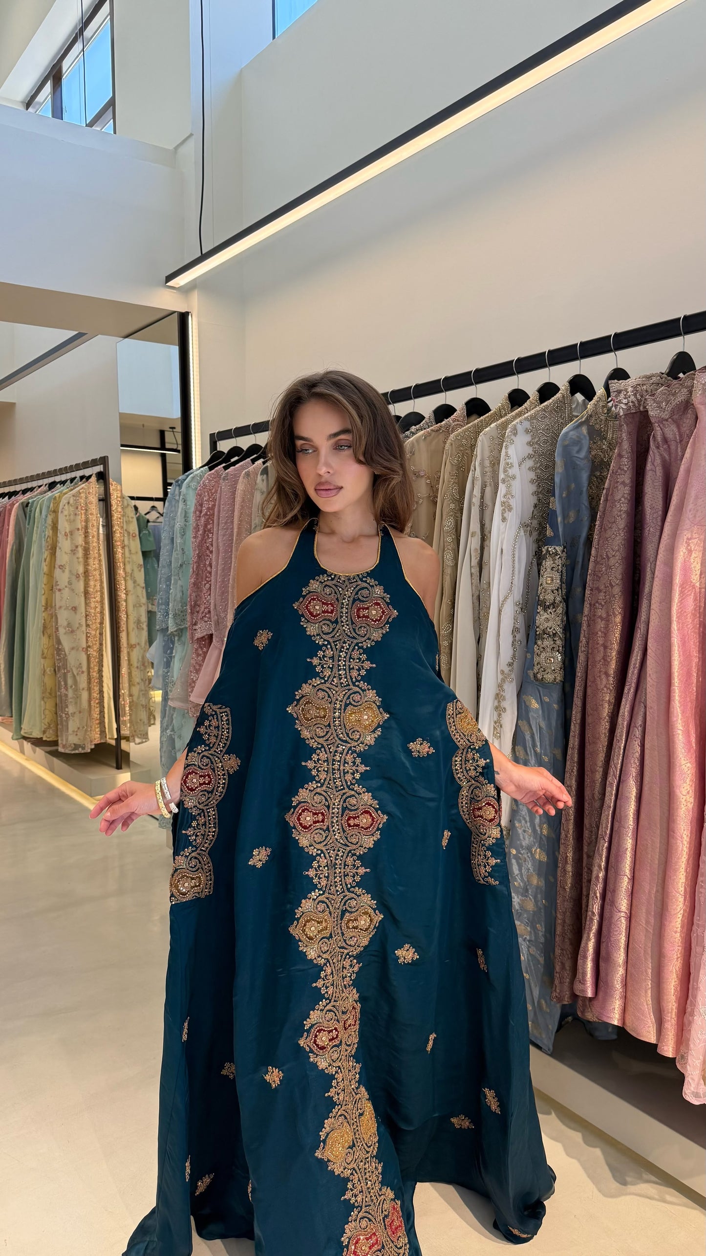 Cutout Cape Jelwa Kaftan -Teal