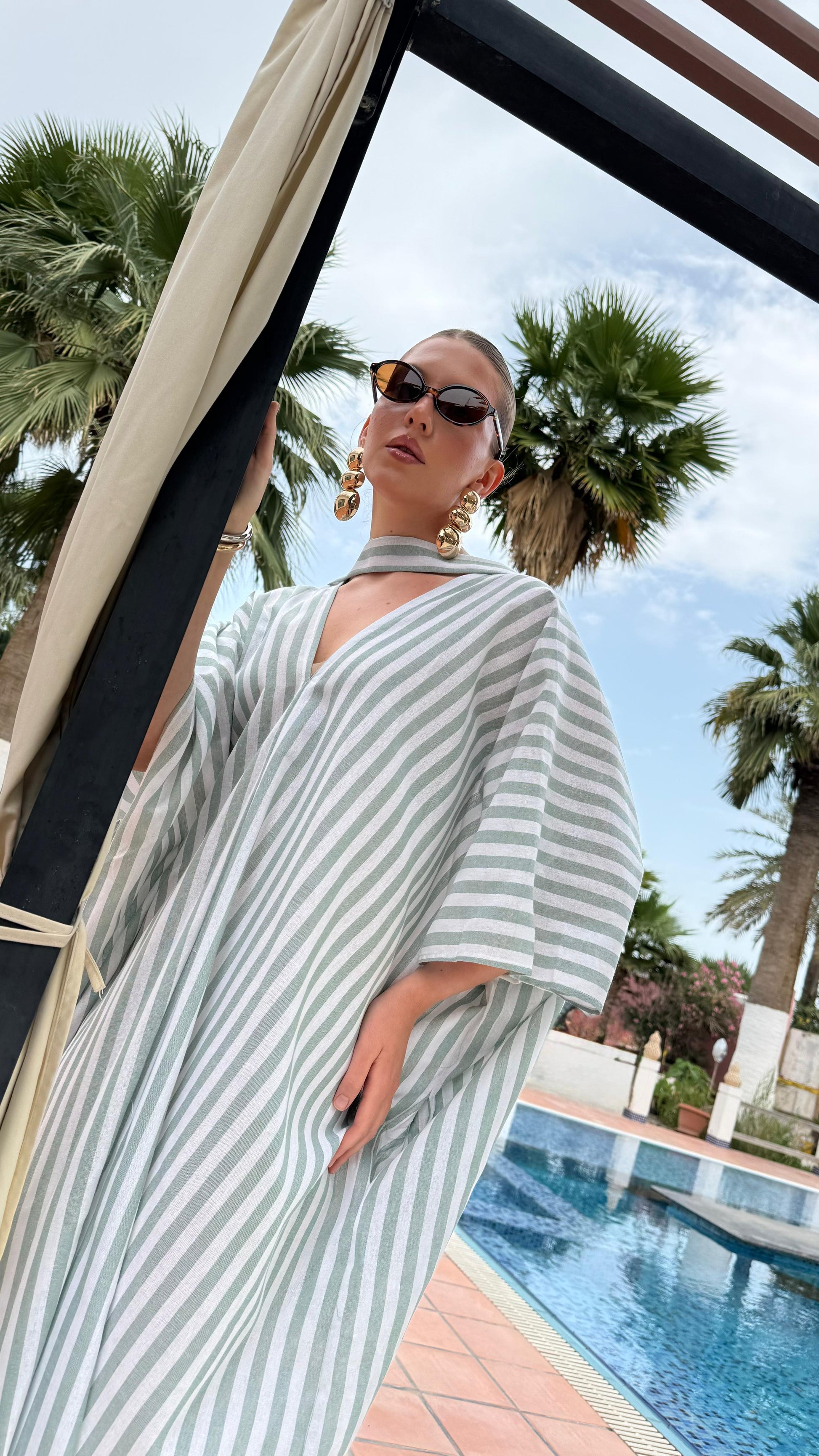 TT Summer Dress- light Green Stripes