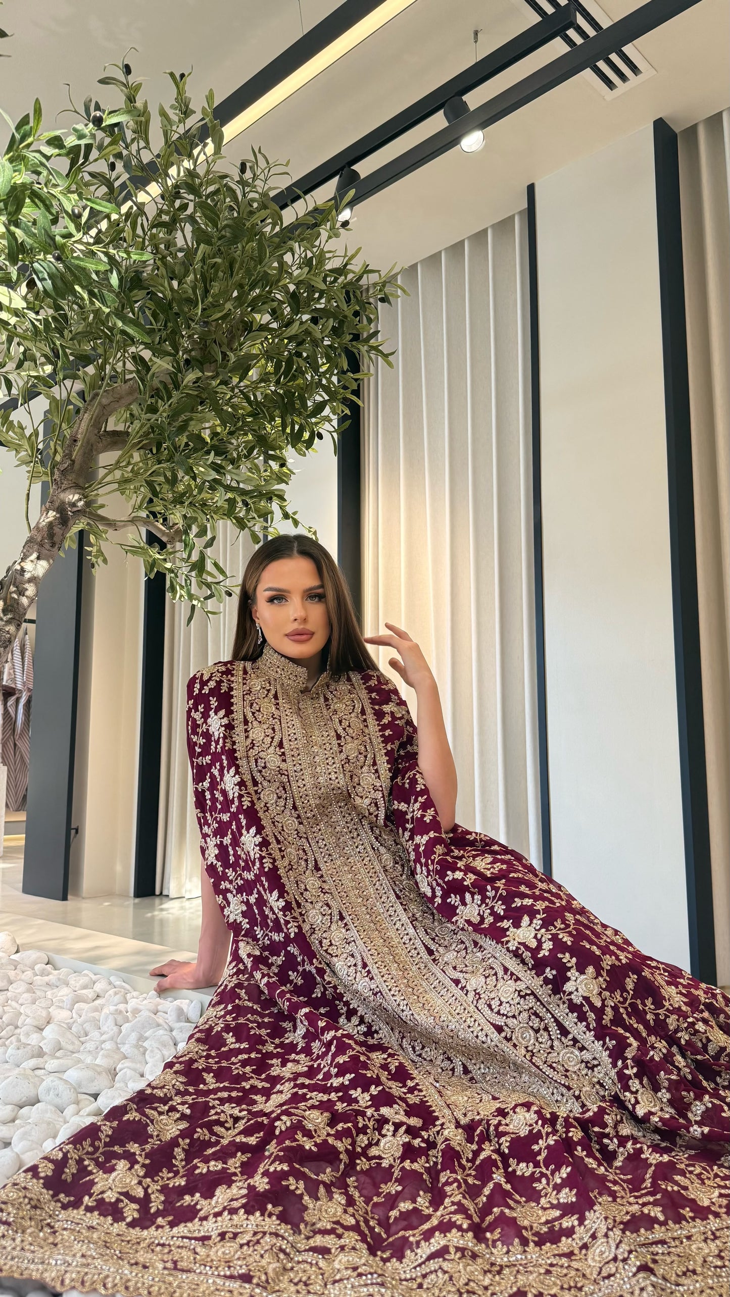 Cape Ruffles Jelwa kaftan -Maroon