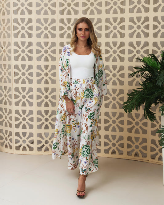 Summer Prints Co-ord Set- white x yellow x Green florals