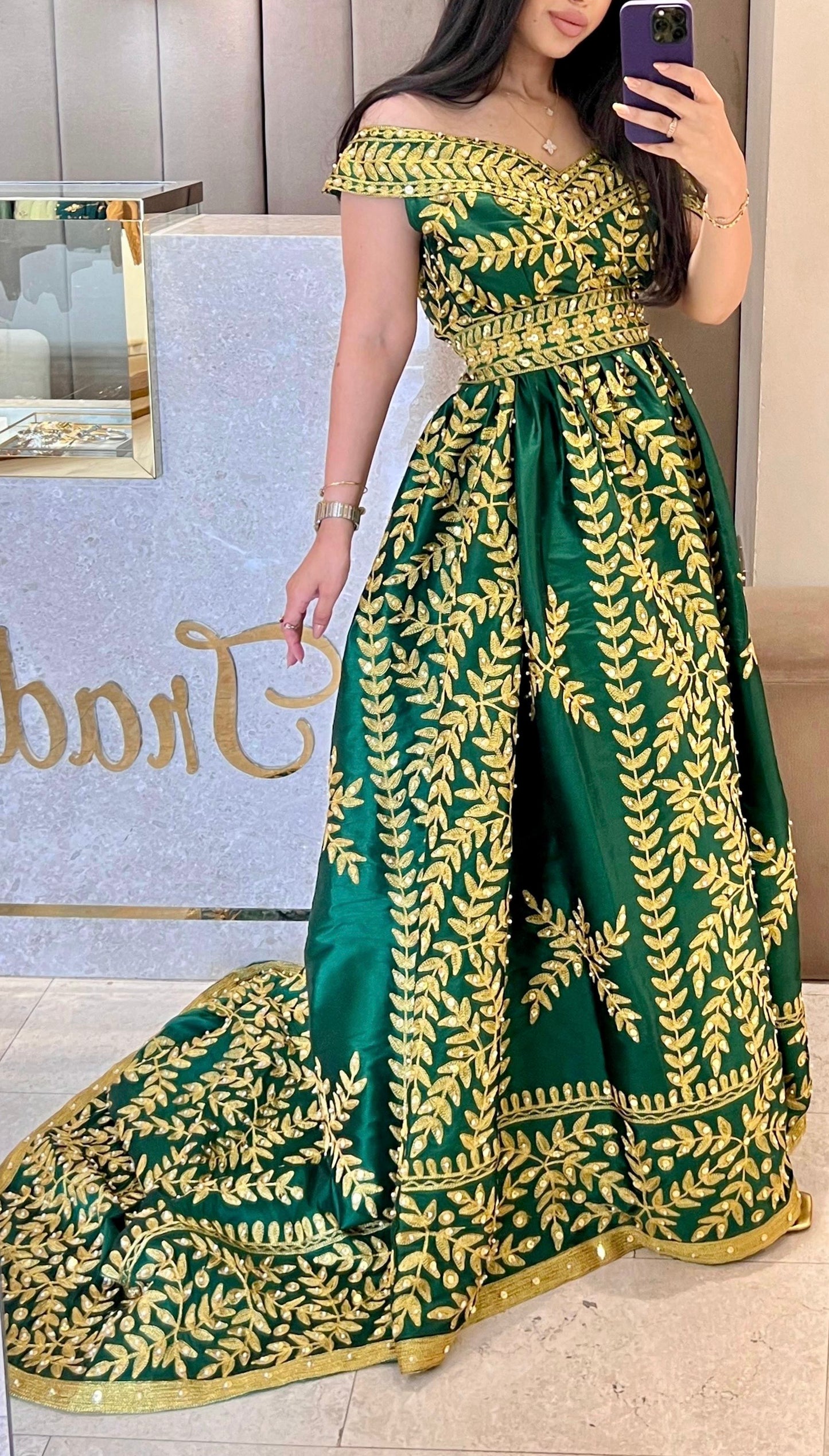 Bridal Traditional Bahraini Nashel Dress- Green