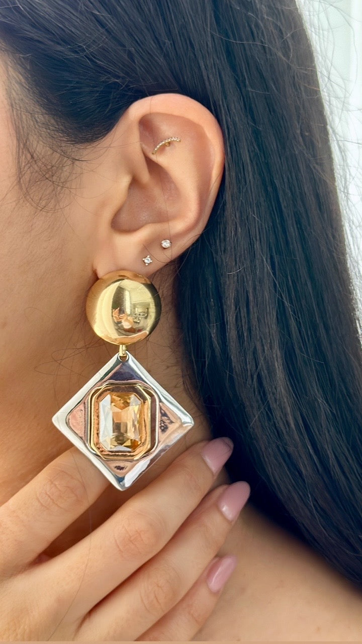 Goldx silver statement earrings