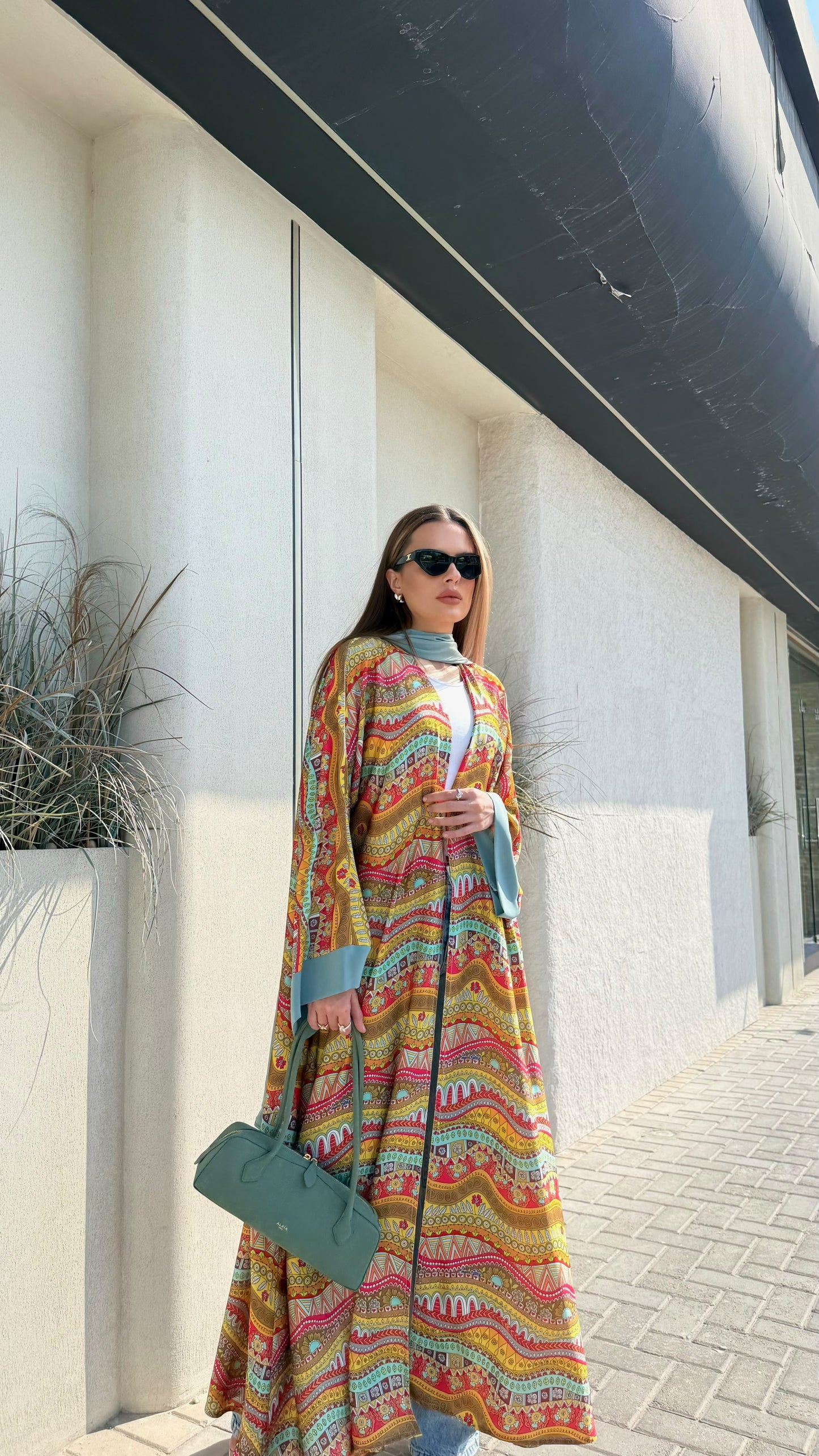 Whimsical Abaya -Mustard x Mint