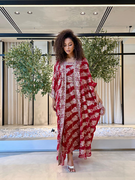 Two piece Jelwa Bisht Set -bloody Red