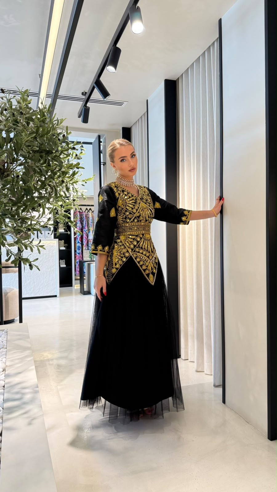 Nashel Jelwa Geometrical Dress X Tulle- Black