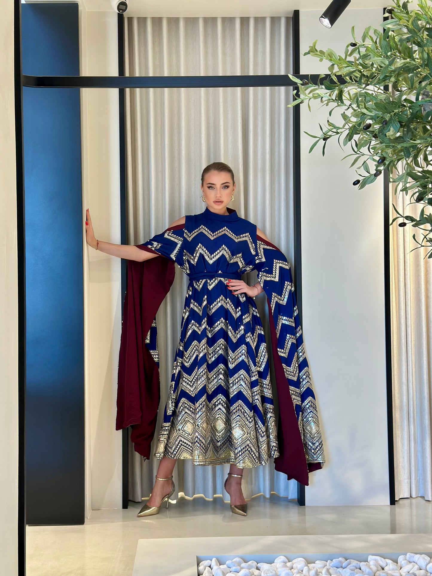 Jelwa Zigzag Navy Kaftan/Dress