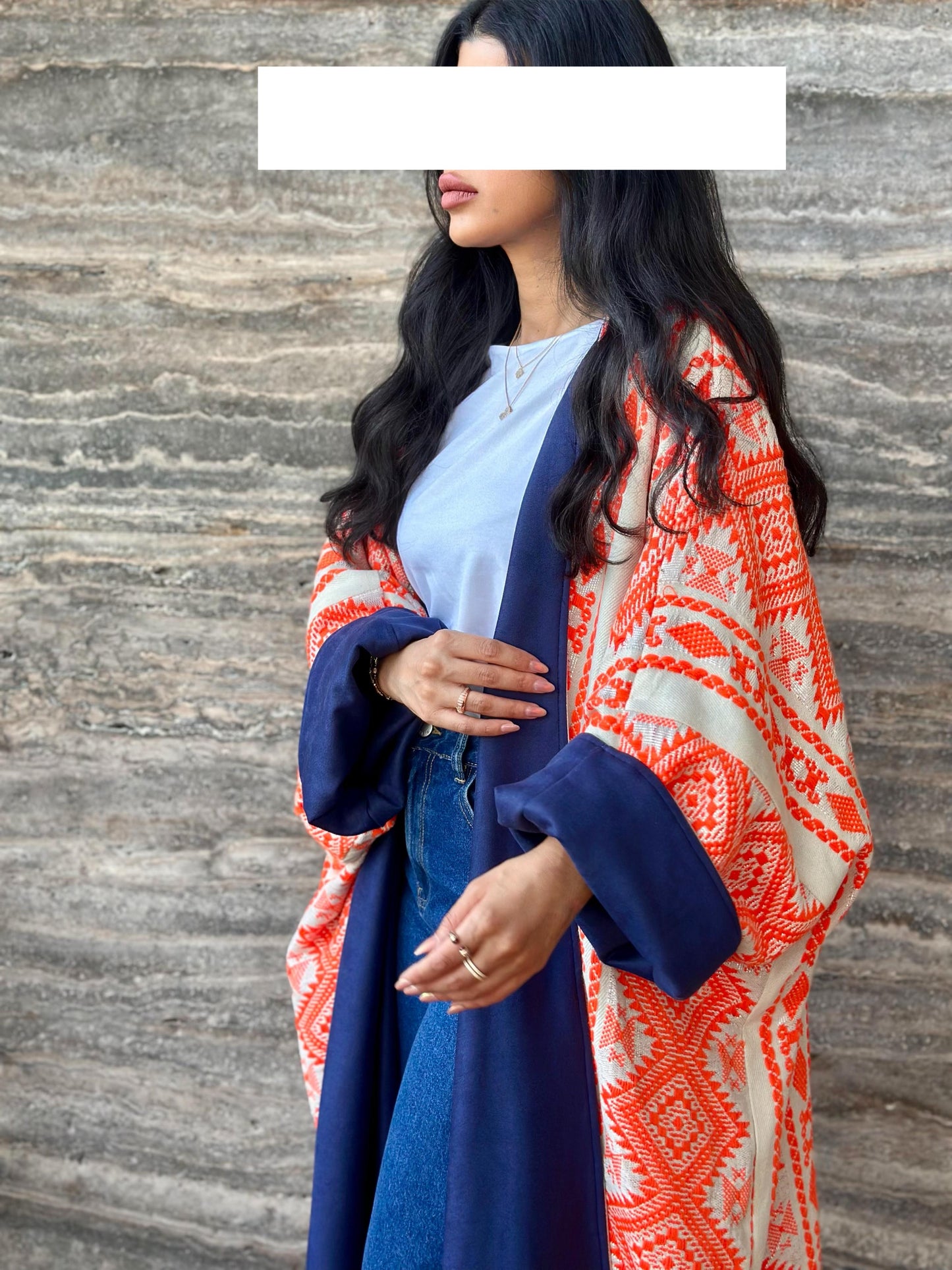 Winter Sadu x Chamois reversible Bisht- Orange x Navy