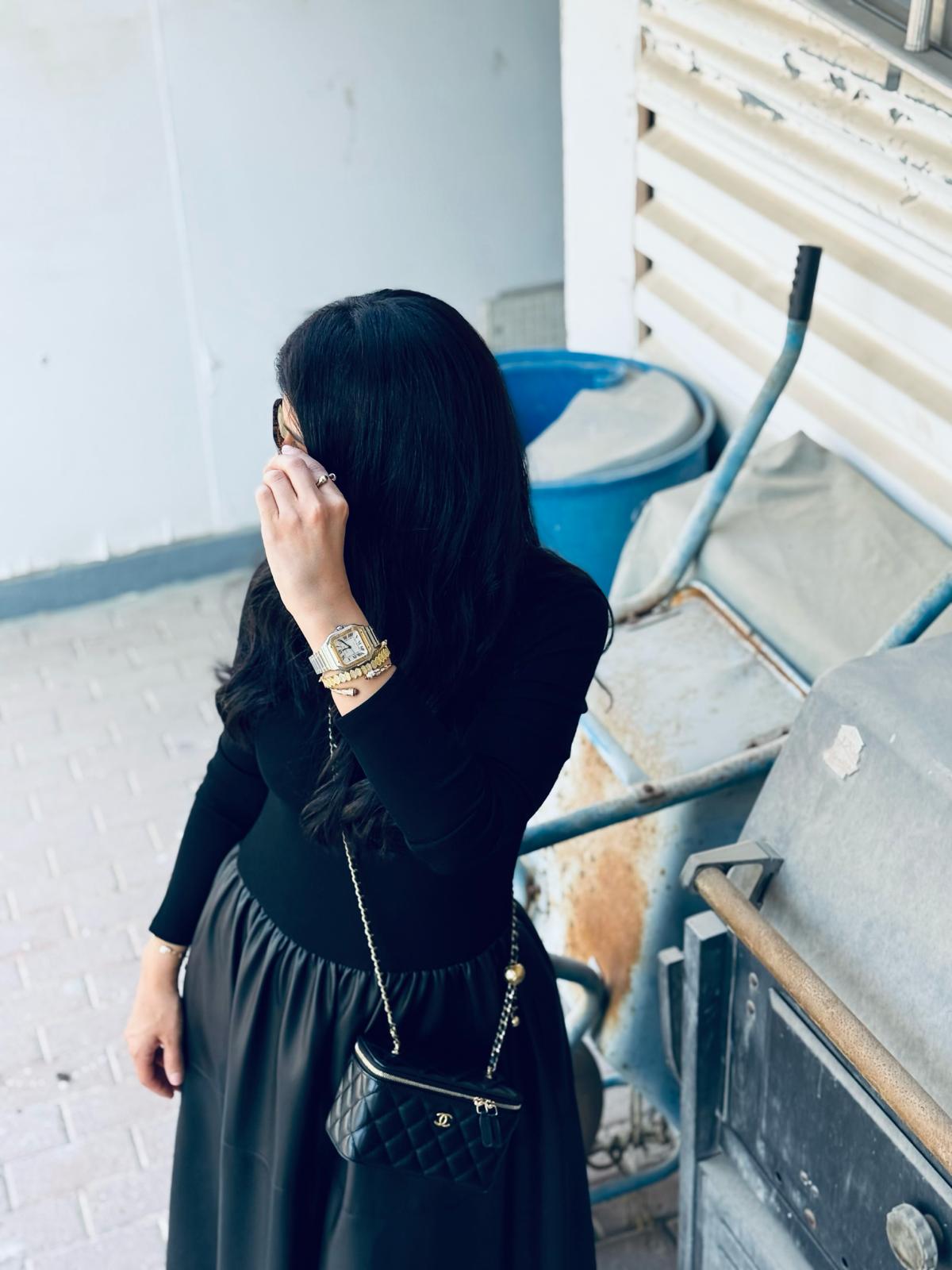 Winter Dress - Midi Leather x Black