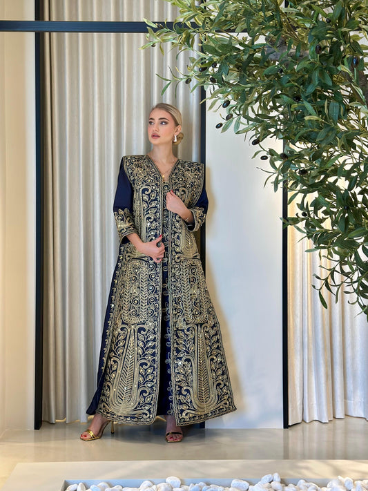 Bahraini Traditional embroidered Dress- Navy Blue