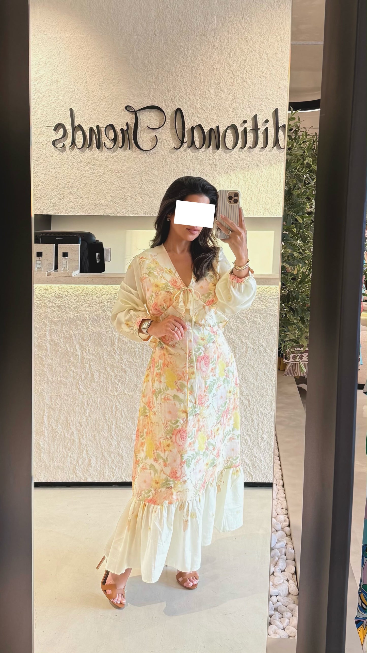 Summer Collection - Peach feminine ruffles printed linen dress