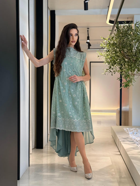 Jelwa High-low light teal Dress