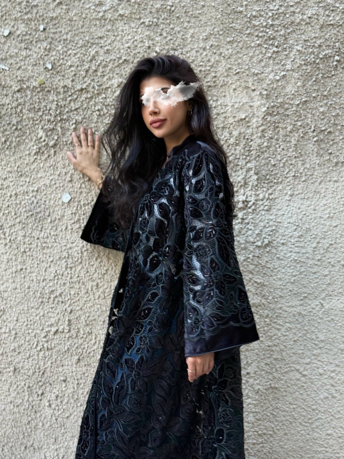 Velvet Bisht - Black x cutouts & Embellishments