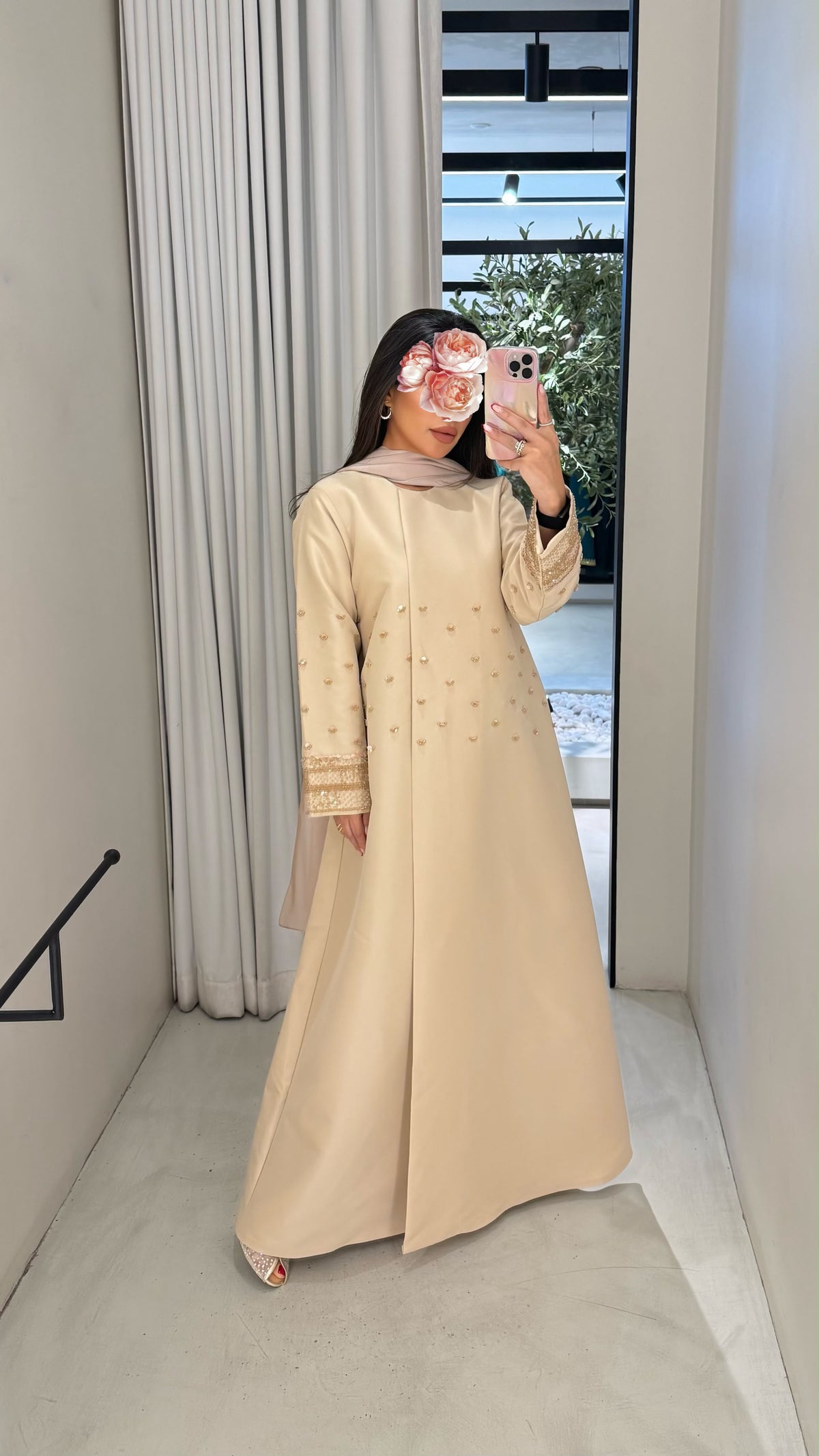 Premium Abaya Collection - Peach Embellishments