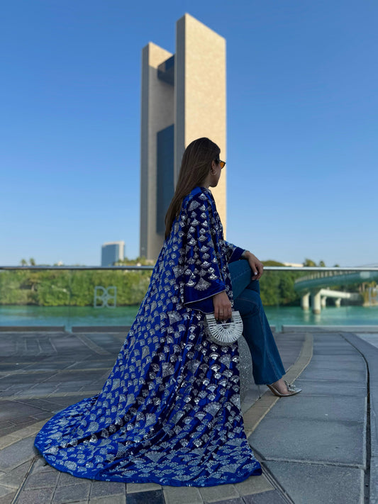 Velvet Bisht - Royal Blue x silver Embellishments
