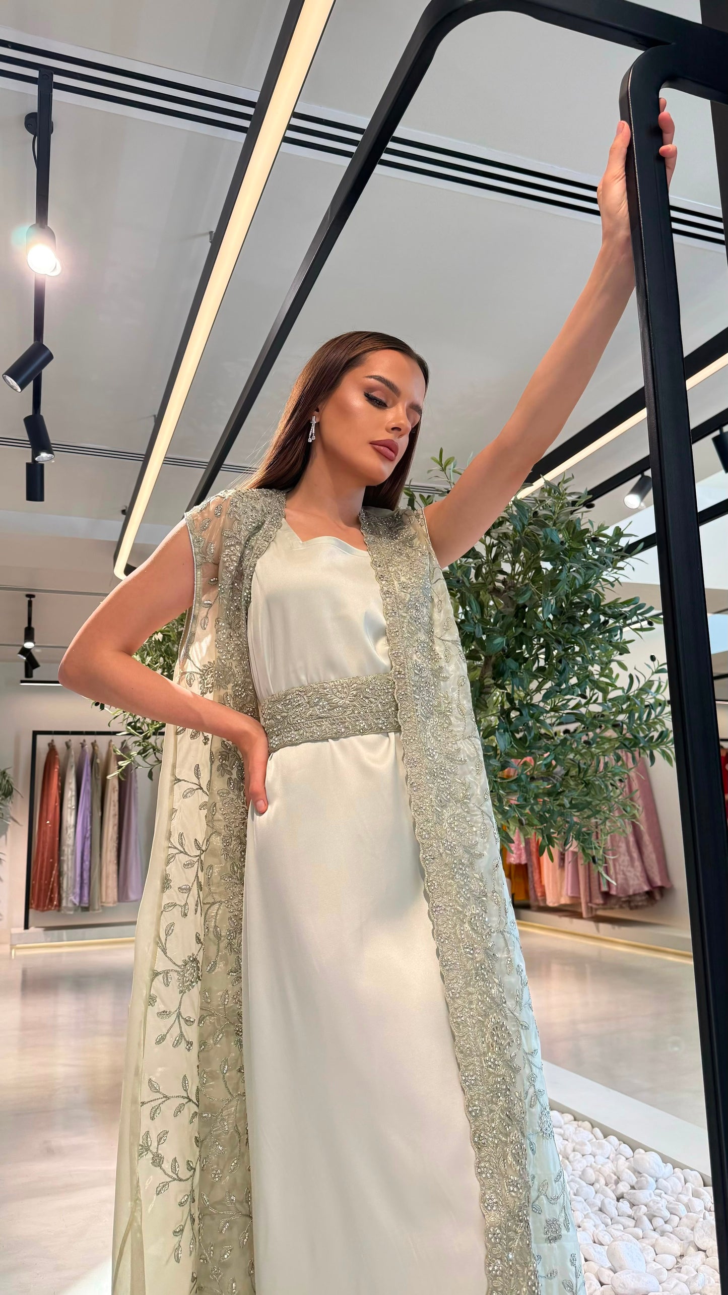 Sleevesless Jelwa kaftan -Pistachio