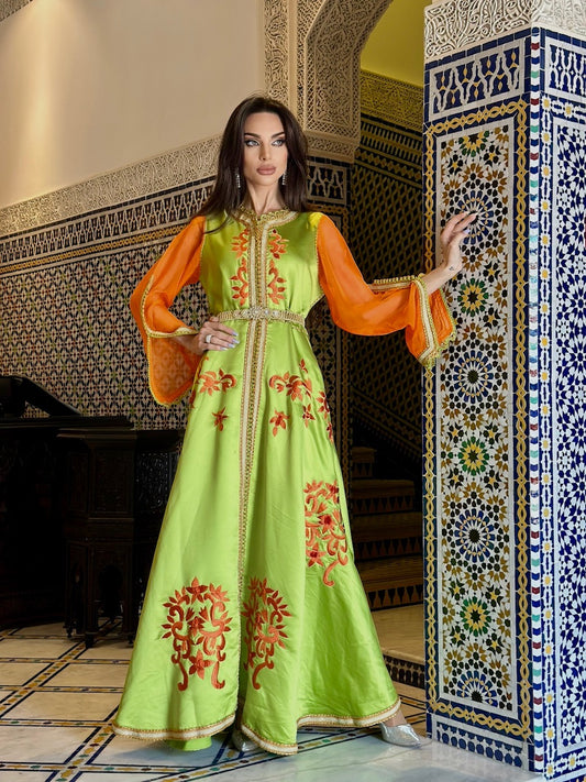 Morrocan Kaftan -orange x green