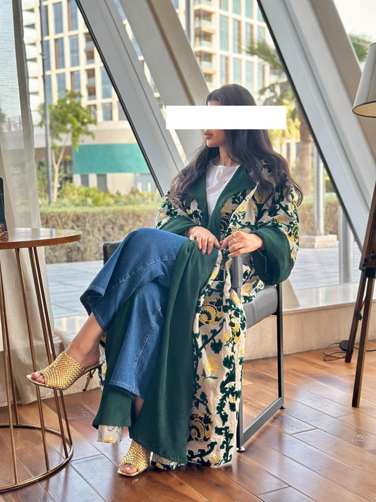 Velvet Winter Bisht- Emerald Royale