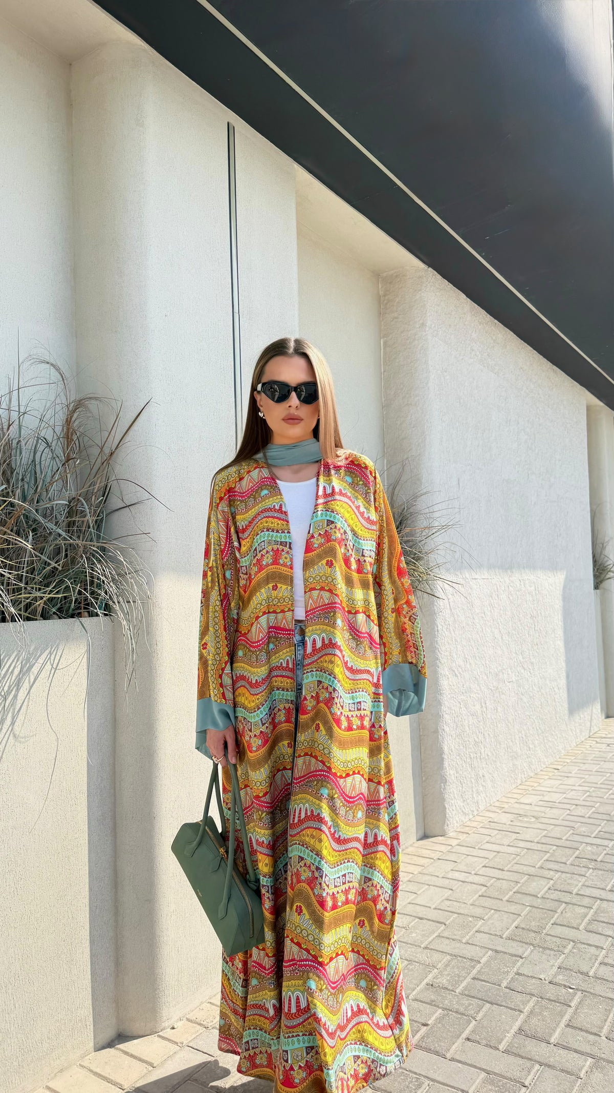 Whimsical Abaya -Mustard x Mint