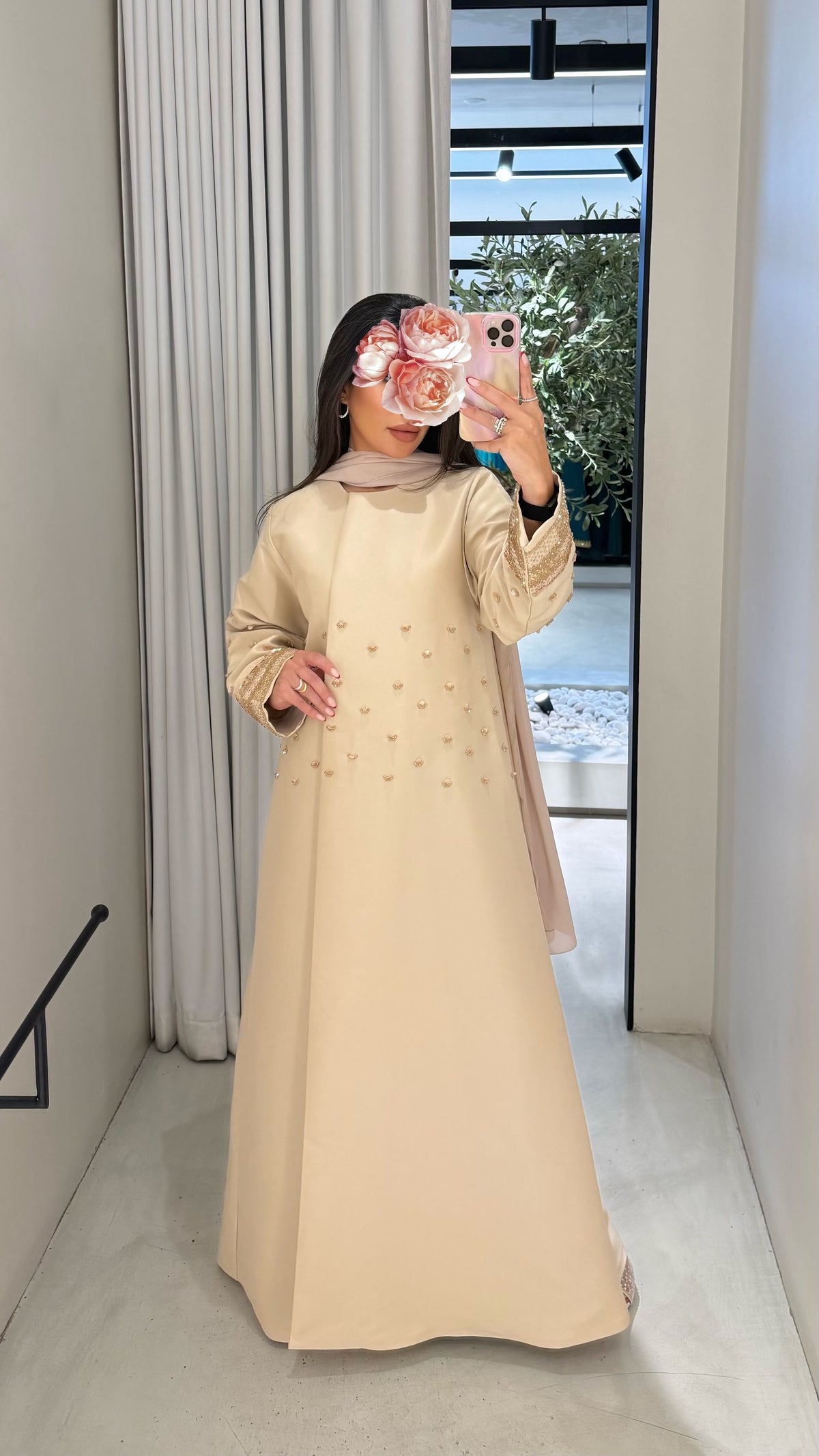 Premium Abaya Collection - Peach Embellishments