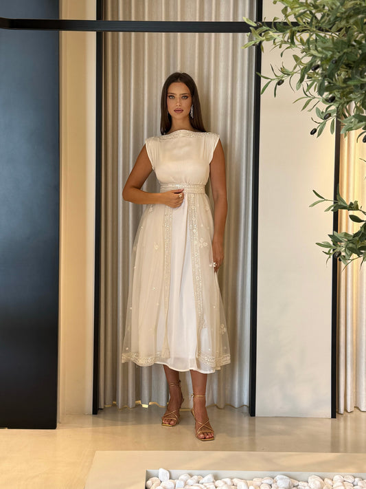 Jelwa Tulle Dress-Cream