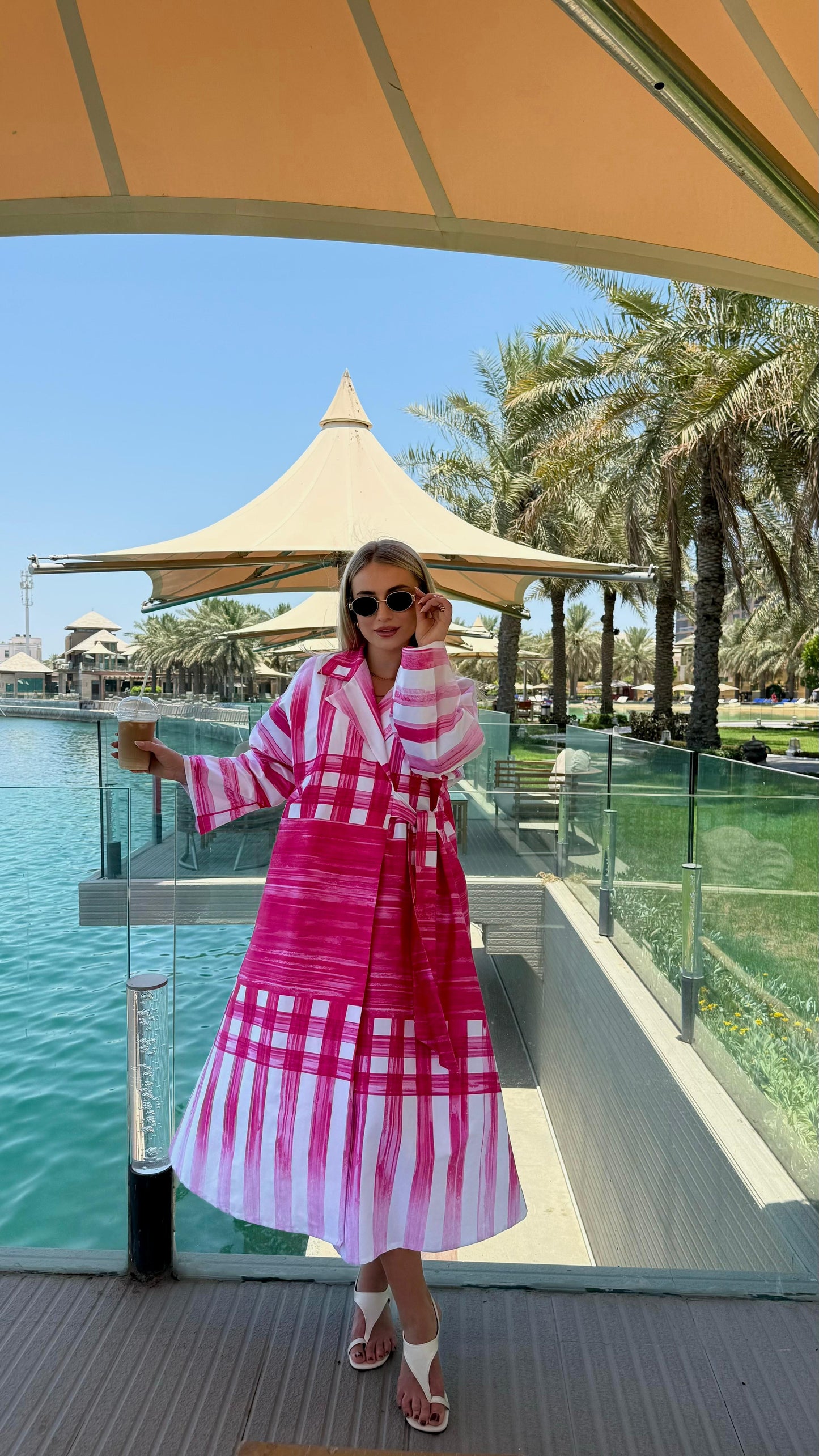 Summer Collection - white x pink wrapped Dress set