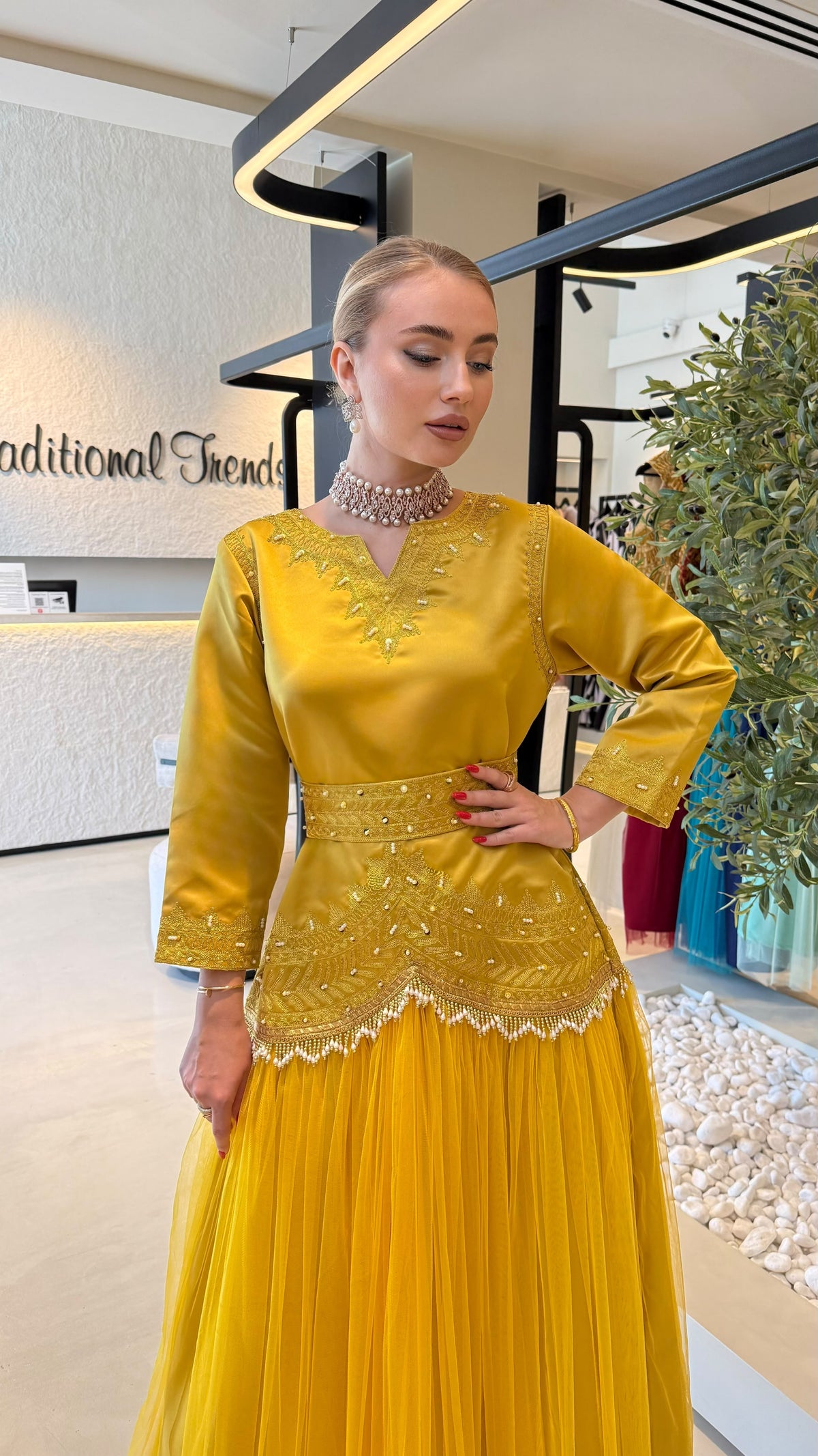 Nashel Jelwa Dress X Tulle x Pearls -Mustard
