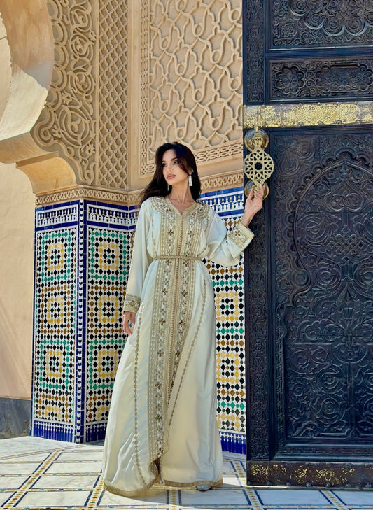 Morrocan Kaftan - White x gold