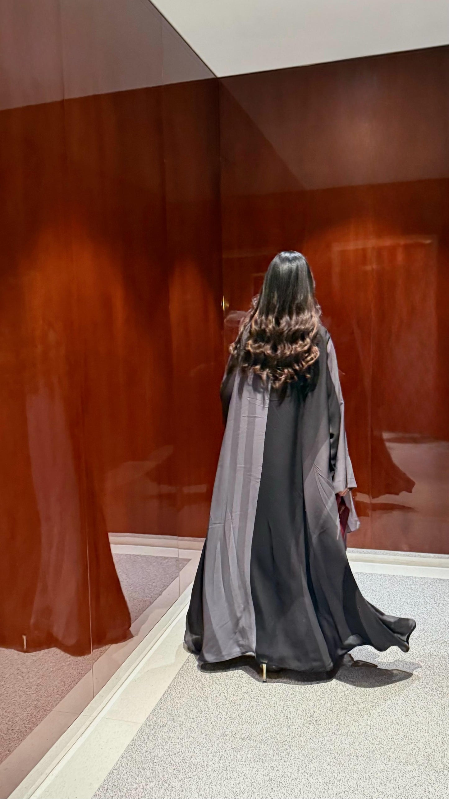 The Double Printed Chiffoun Abaya -Grey