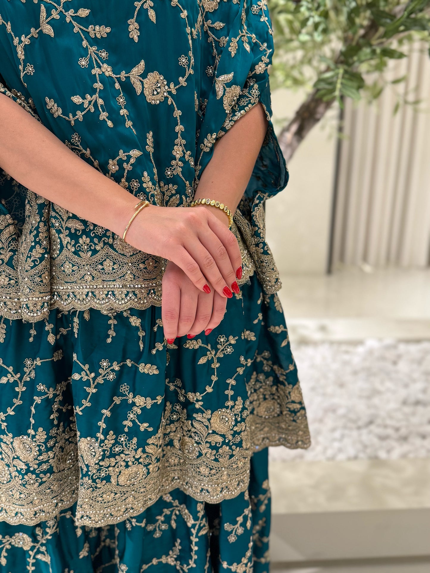 Triple layer Jelwa cape - Green