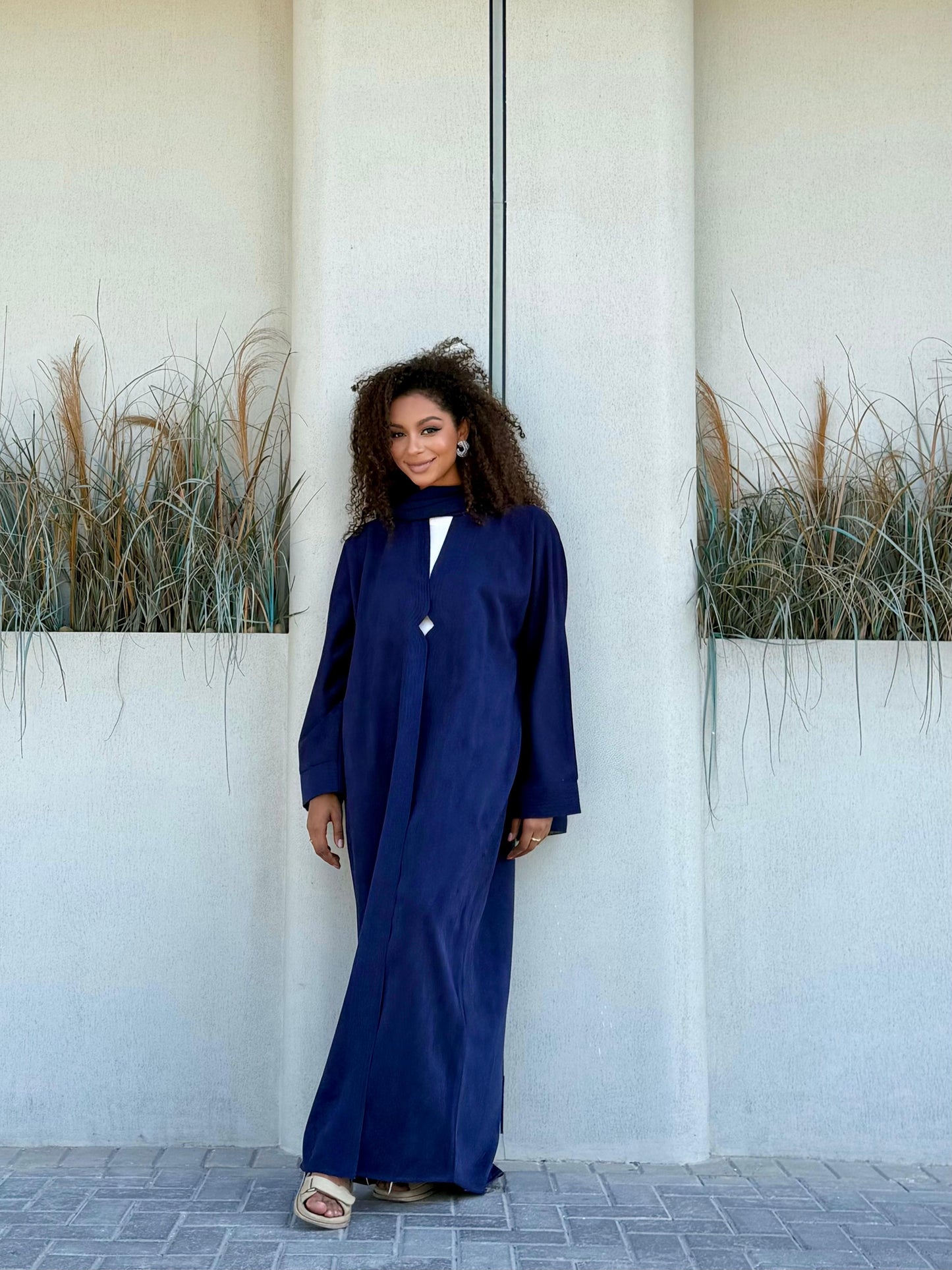 Velour Abaya- Navy Blue