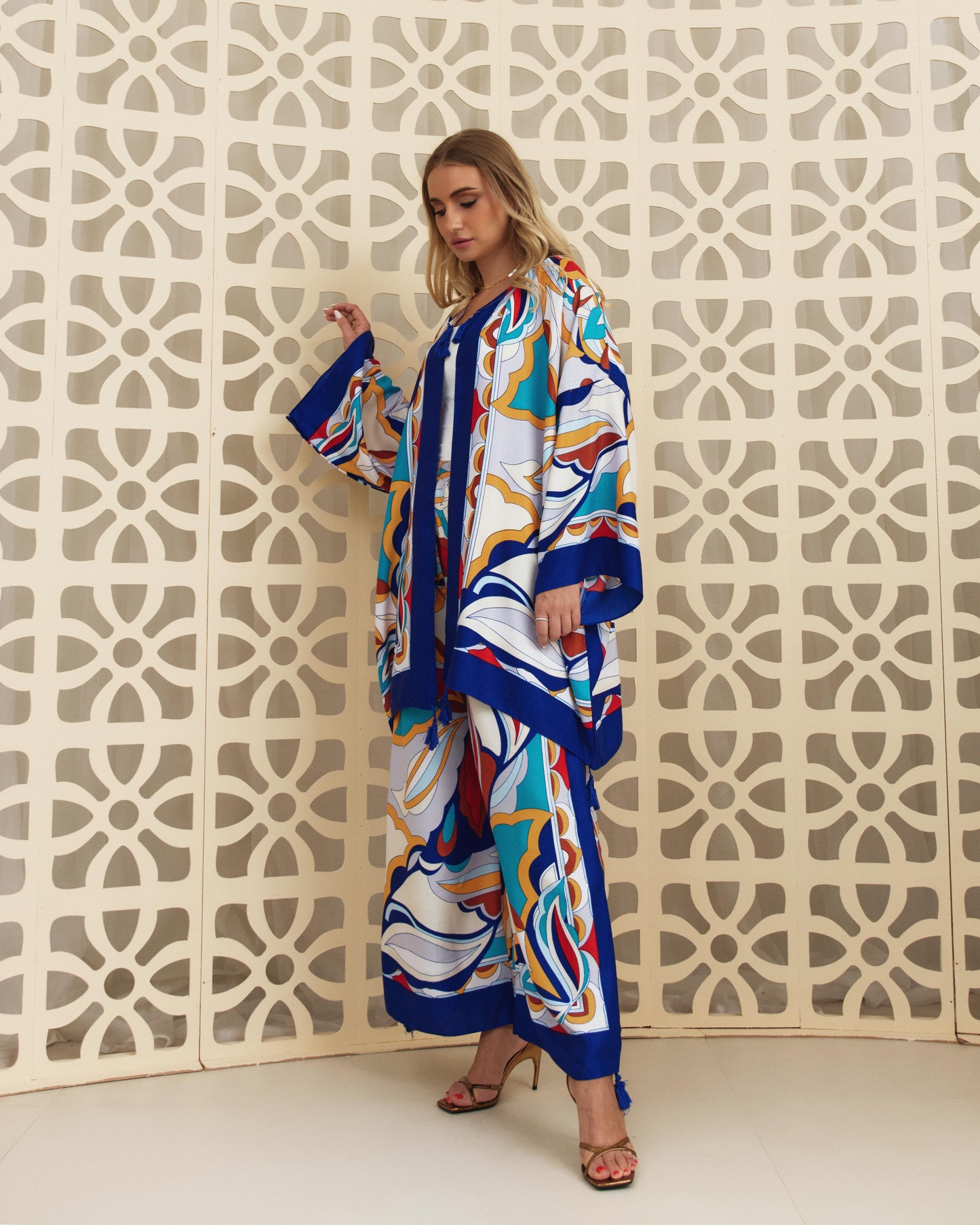 Summer Prints Co-ord Set- Navy x yellow