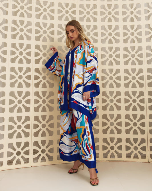 Summer Prints Co-ord Set- Navy x yellow