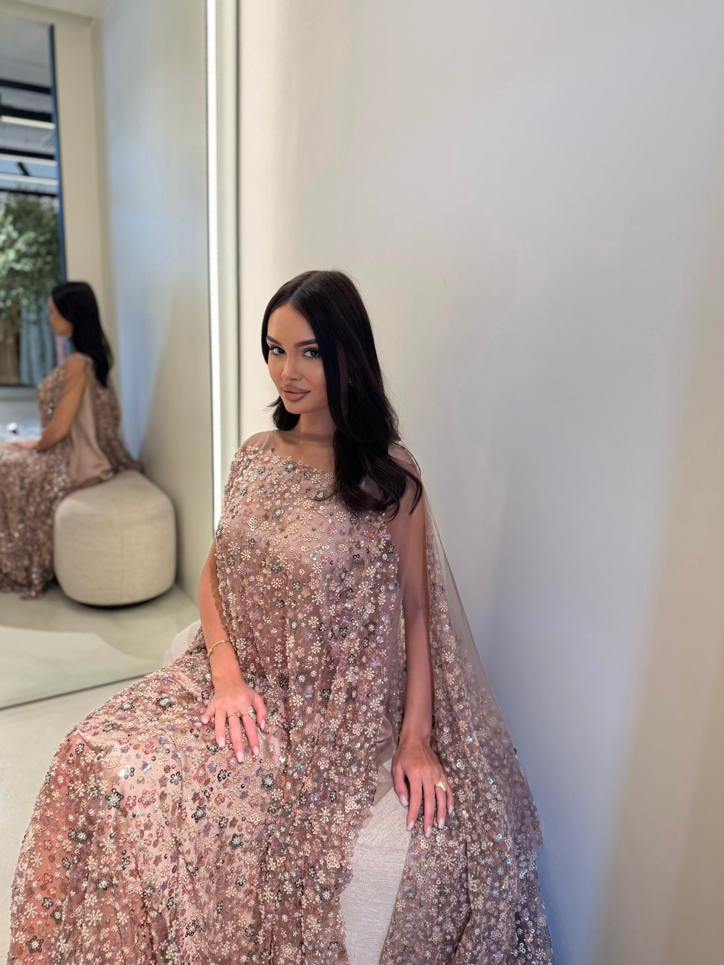 Tulle Jelwa Poncho - Nude