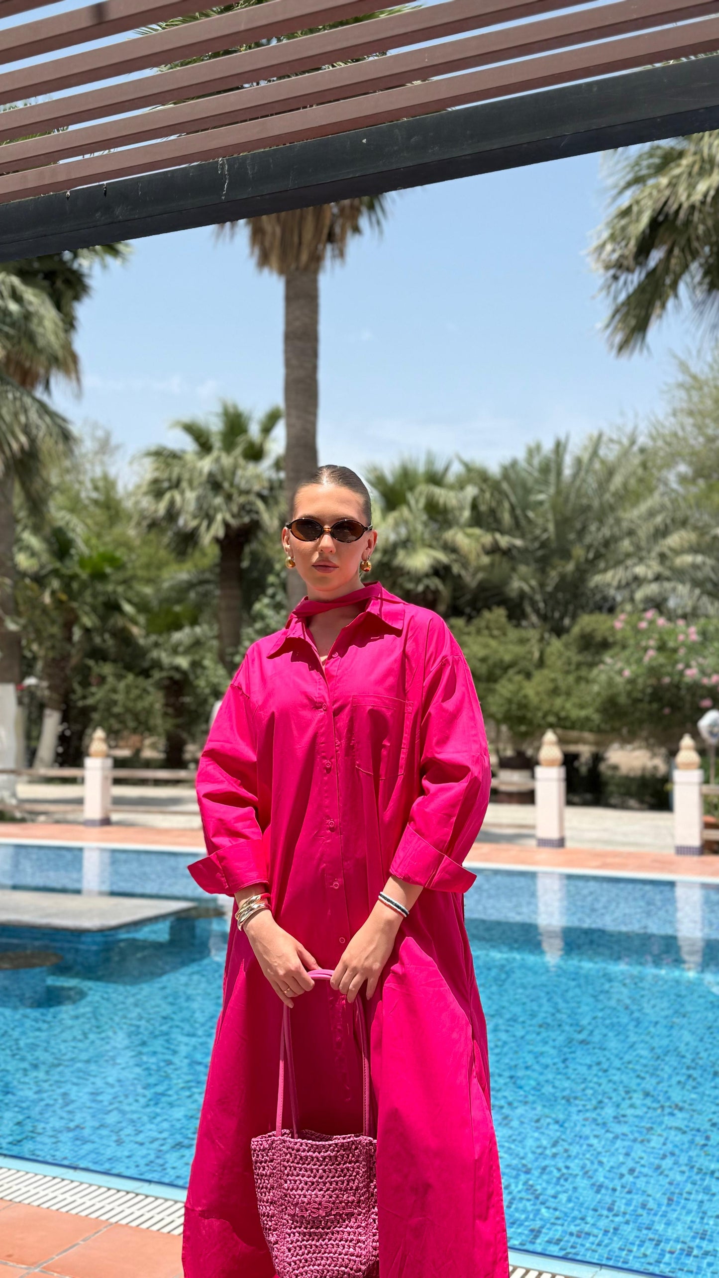 TT Summer Longline Shirt/Dress- Fuschia