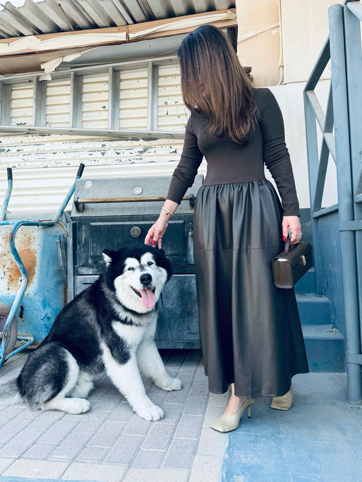 Winter Dress - Midi Leather x Chocolate brown