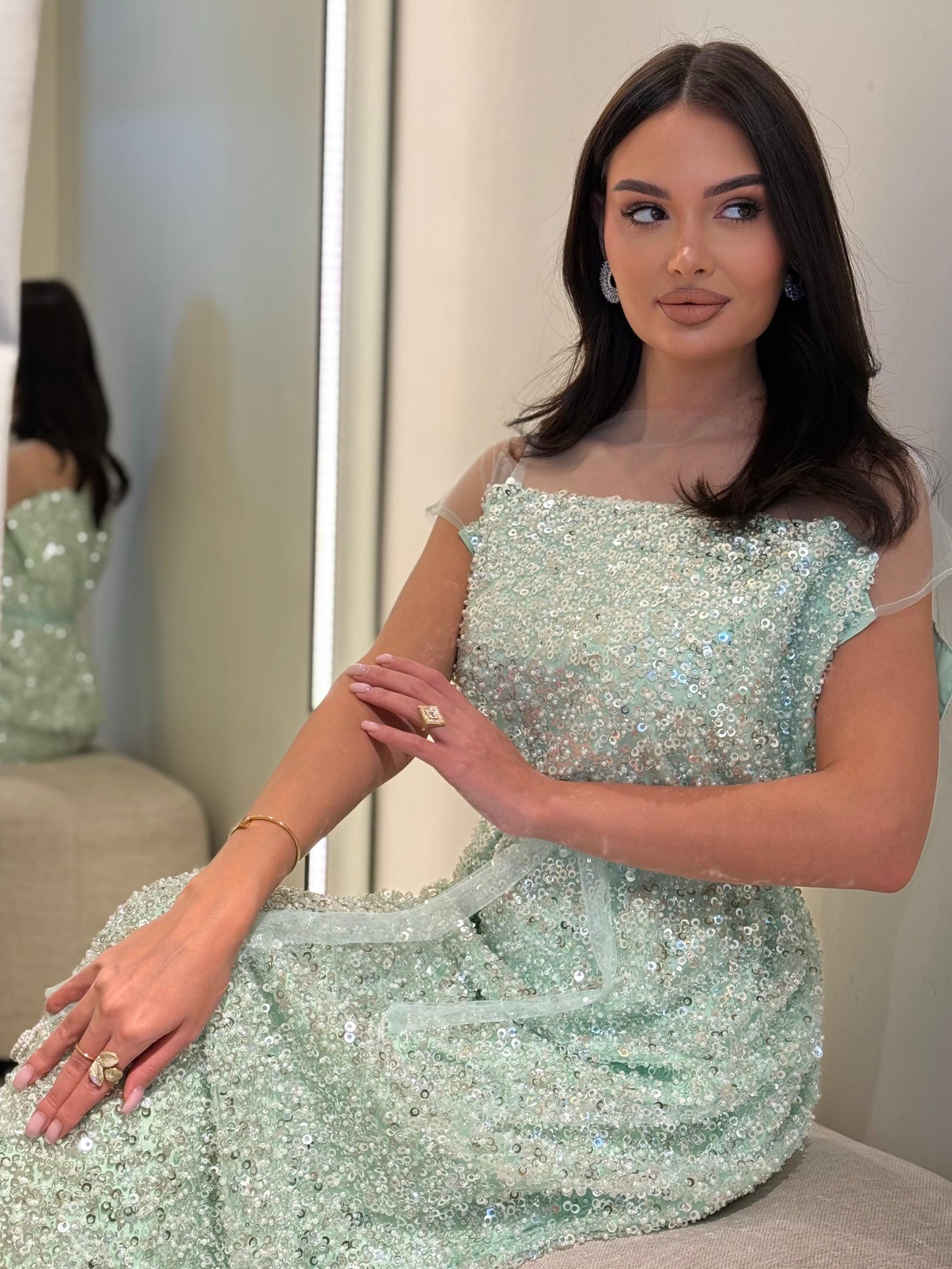Straight Jelwa dress -Aqua