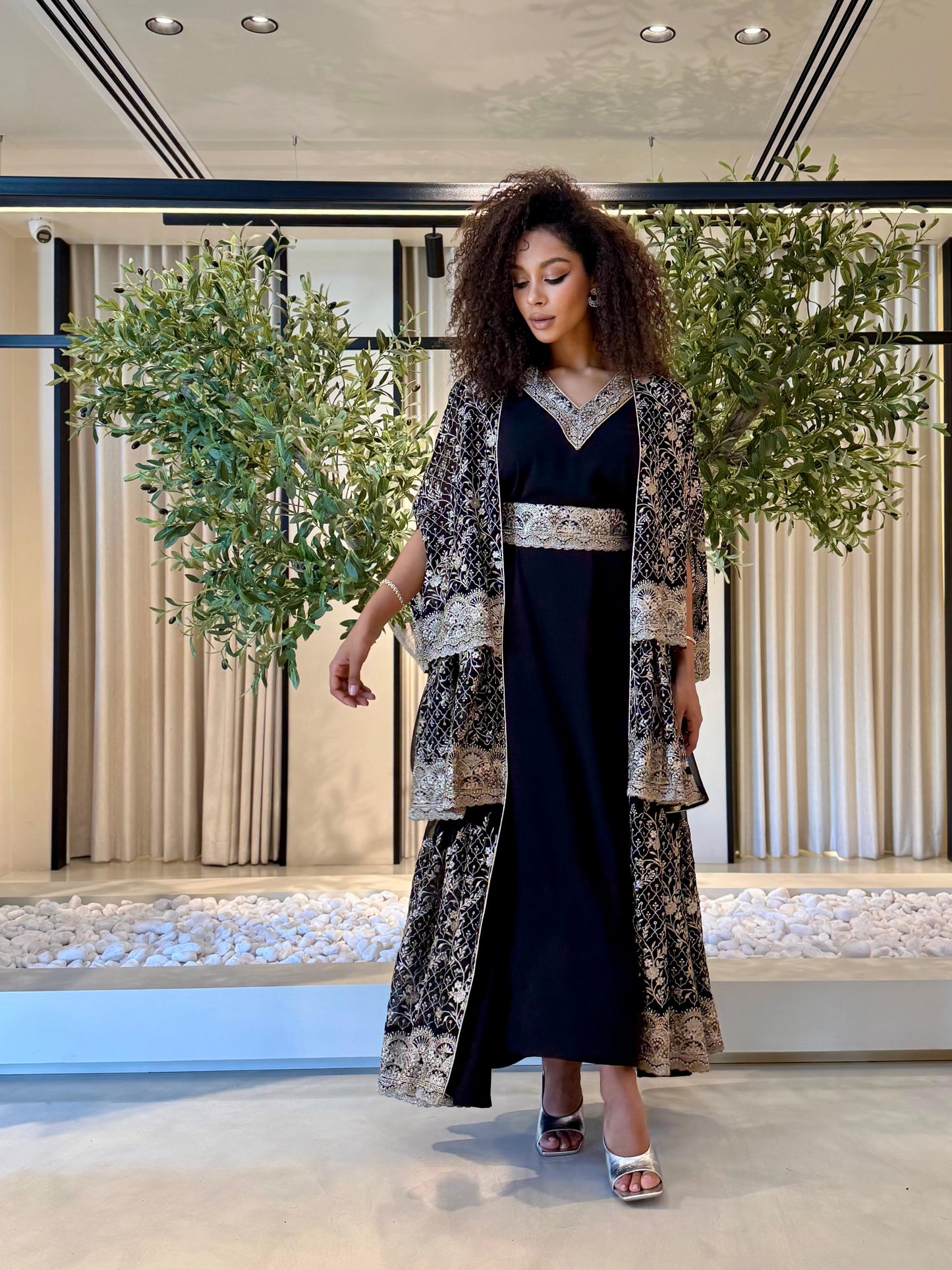 Triple layer Jelwa Bisht Set -dark navy