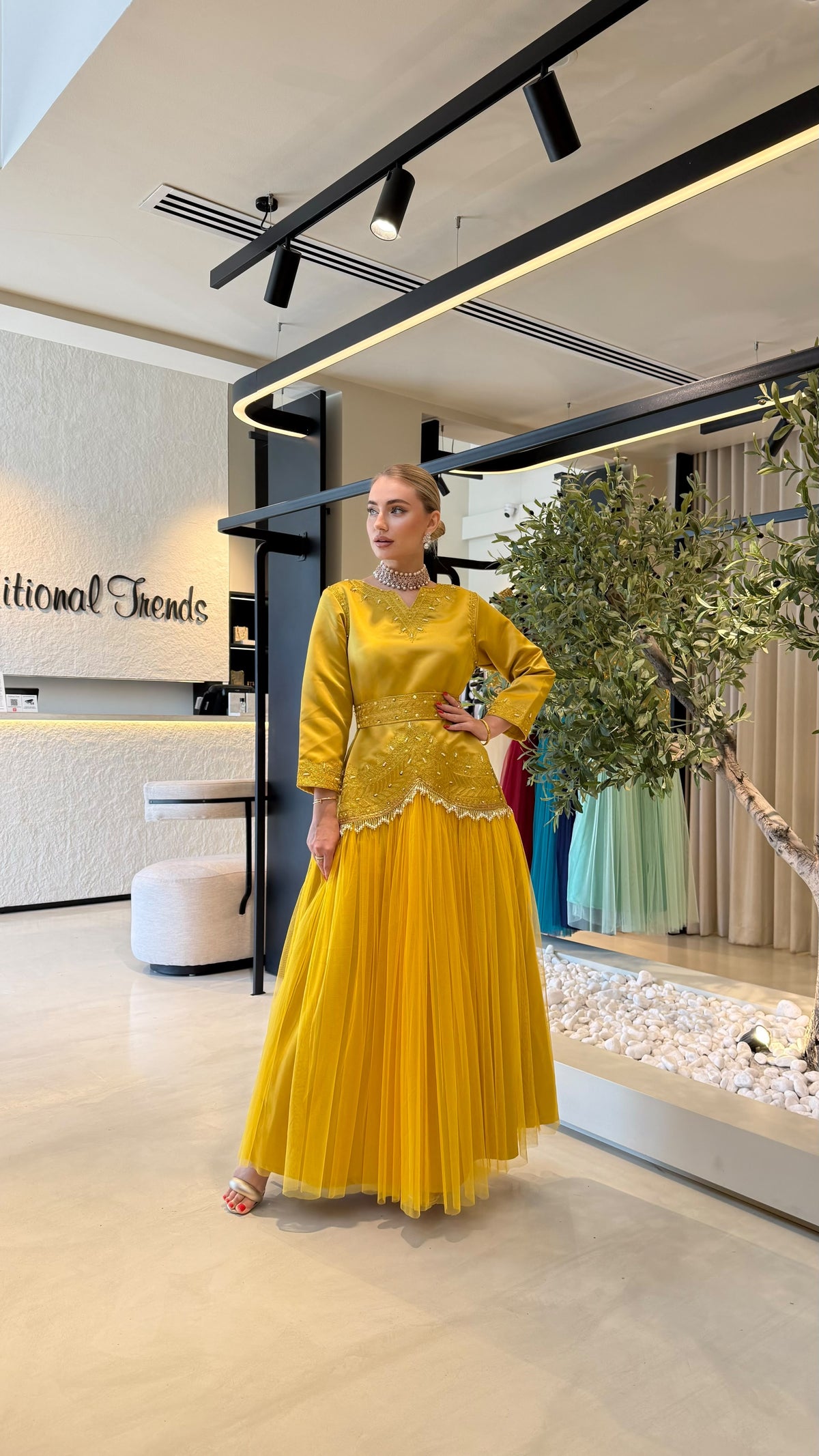 Nashel Jelwa Dress X Tulle x Pearls -Mustard