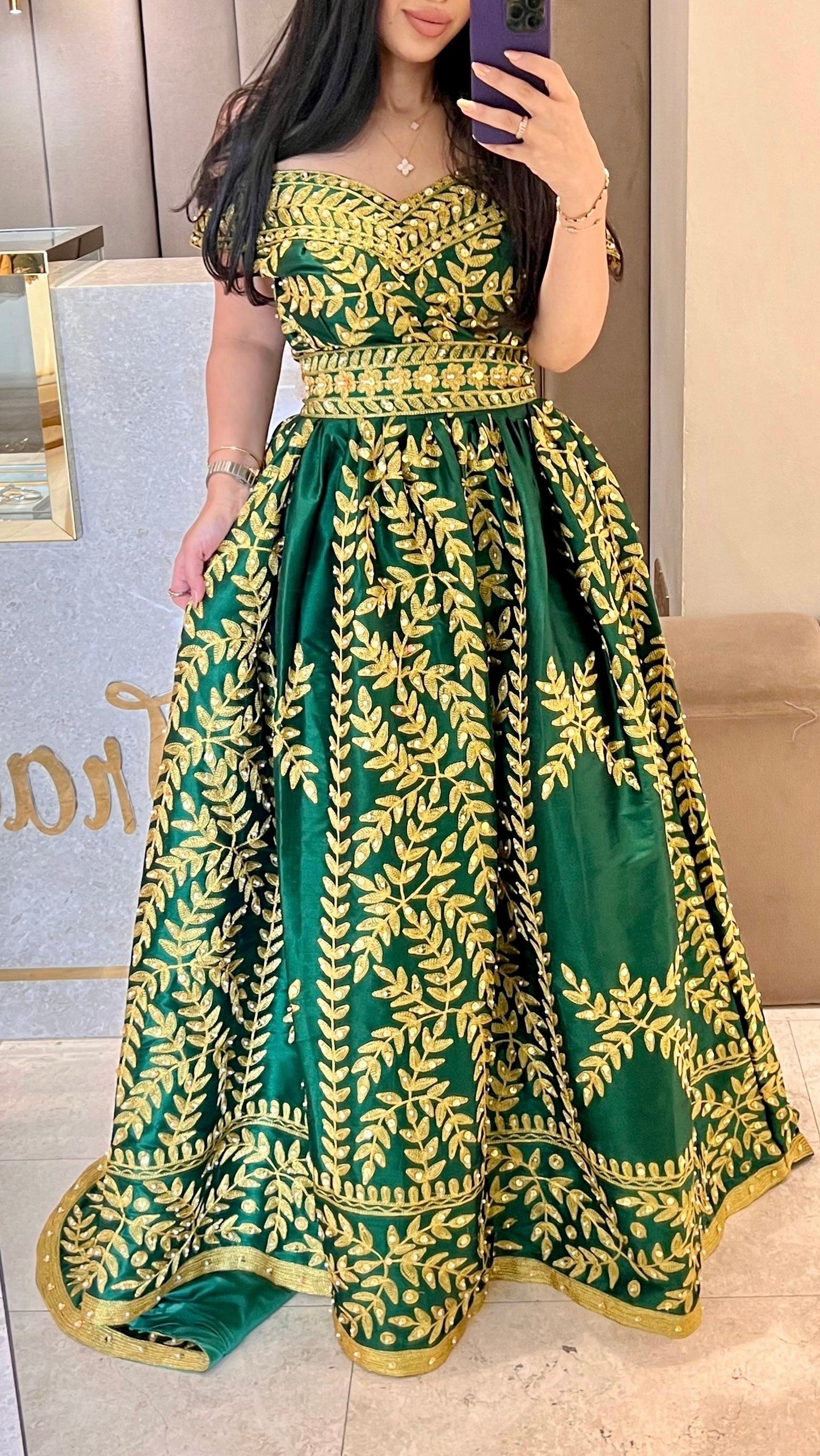 Bridal Traditional Bahraini Nashel Dress- Green