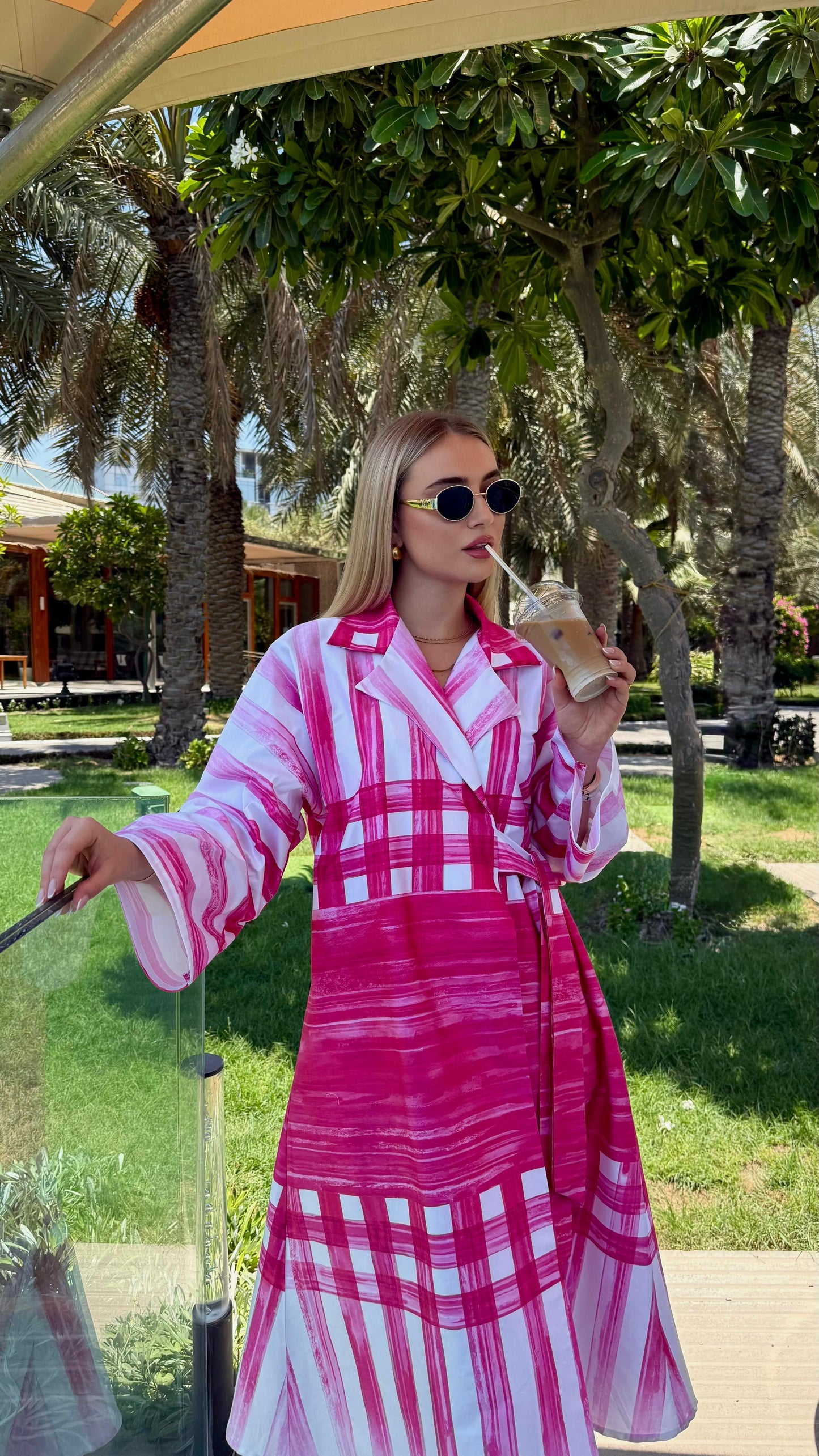 Summer Collection - white x pink wrapped Dress set