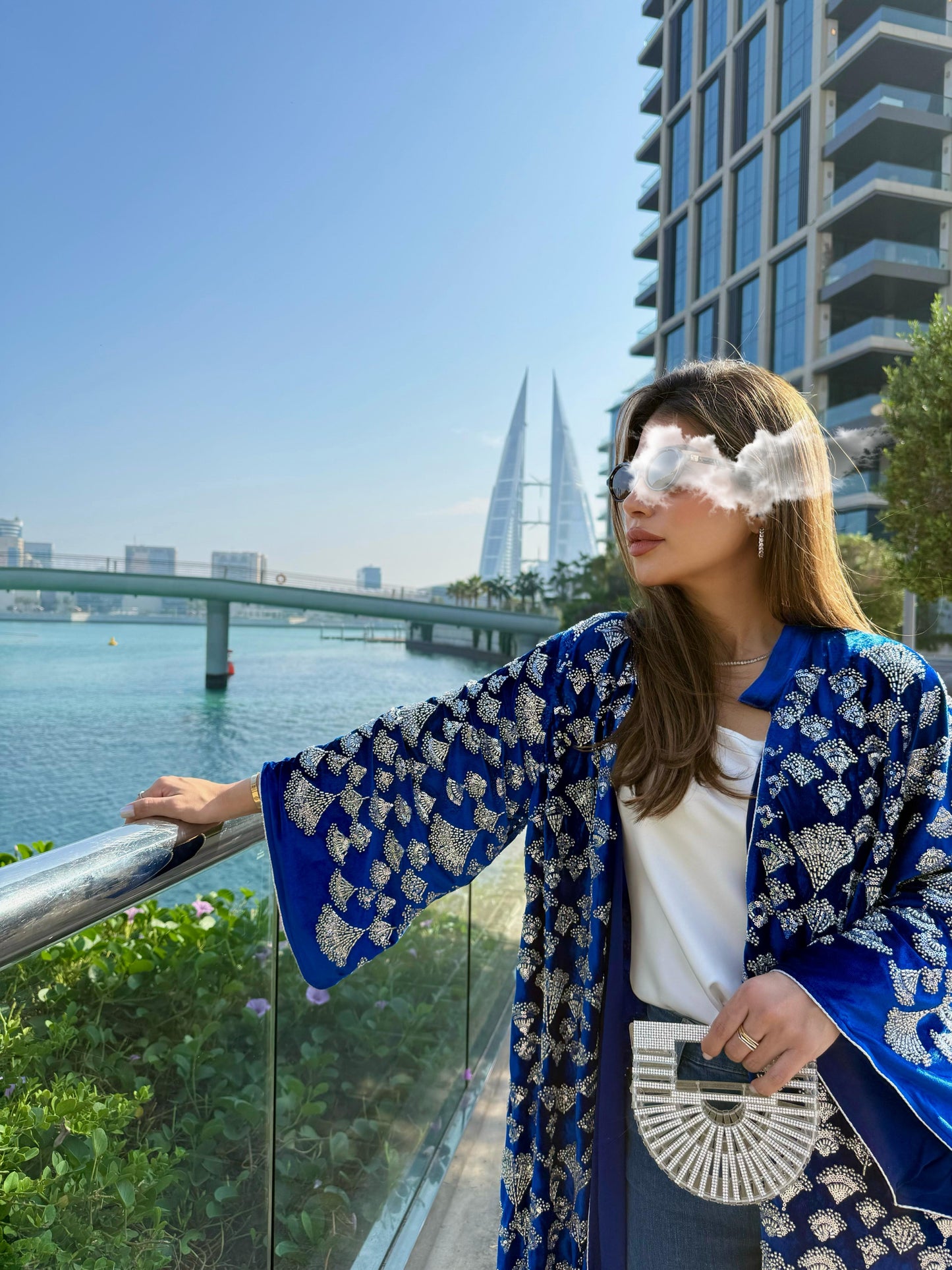 Velvet Bisht - Royal Blue x silver Embellishments