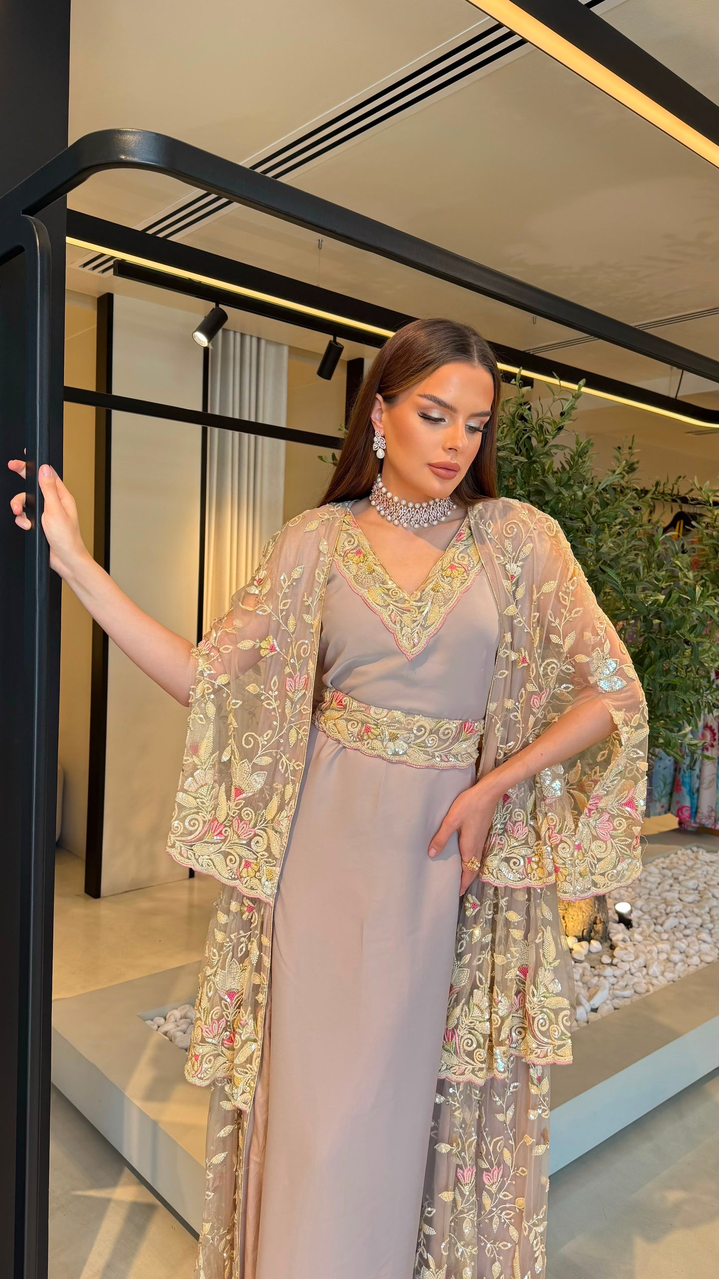 Triple Layer Jelwa Kaftan Bisht set - florals