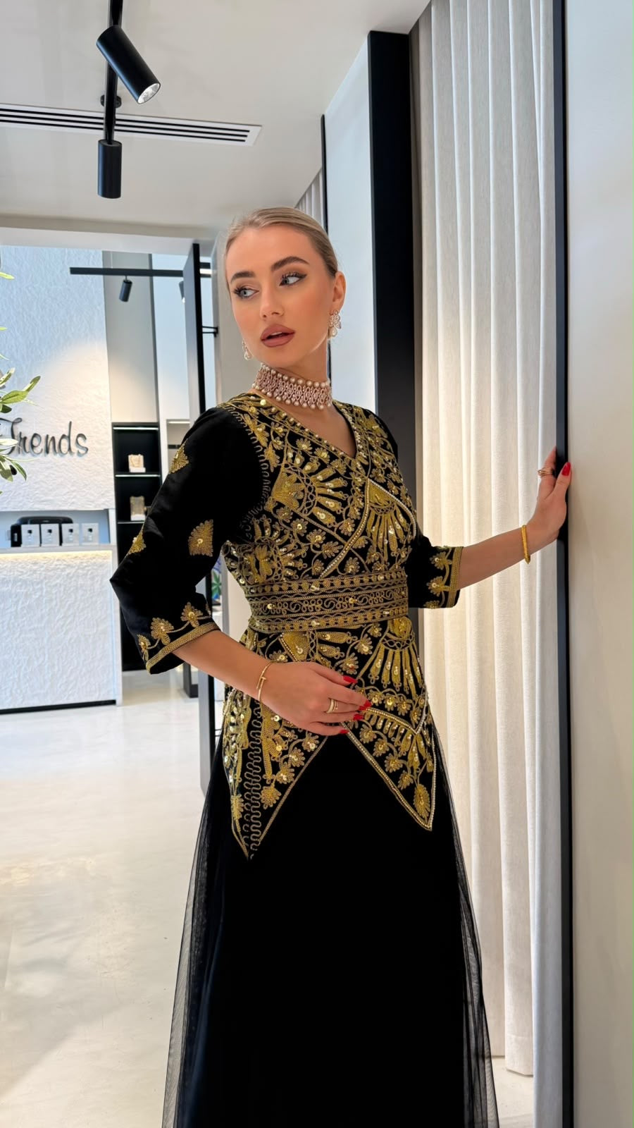 Nashel Jelwa Geometrical Dress X Tulle- Black