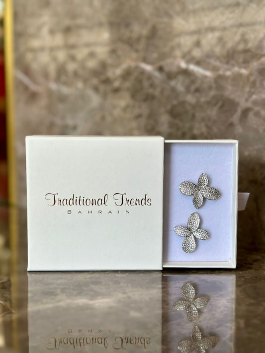 Silver Crystal flowers earrings