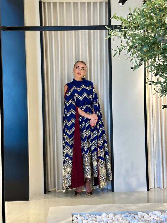 Jelwa Zigzag Navy Kaftan/Dress