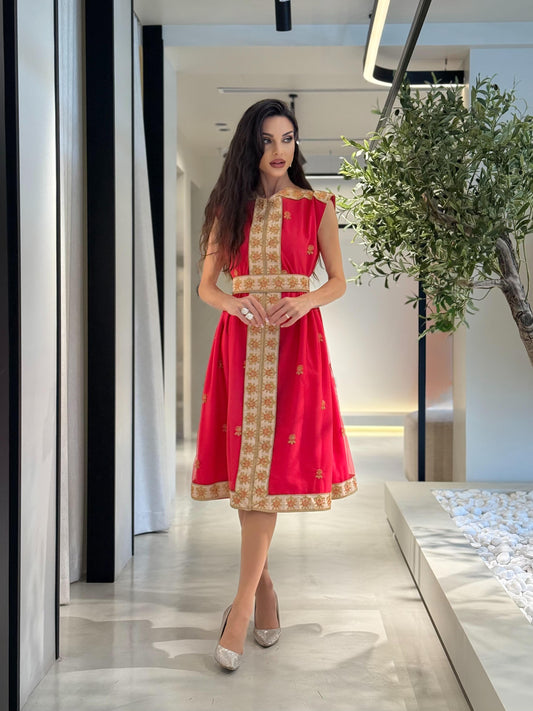 Short Tulle Jelwa  Dress- red