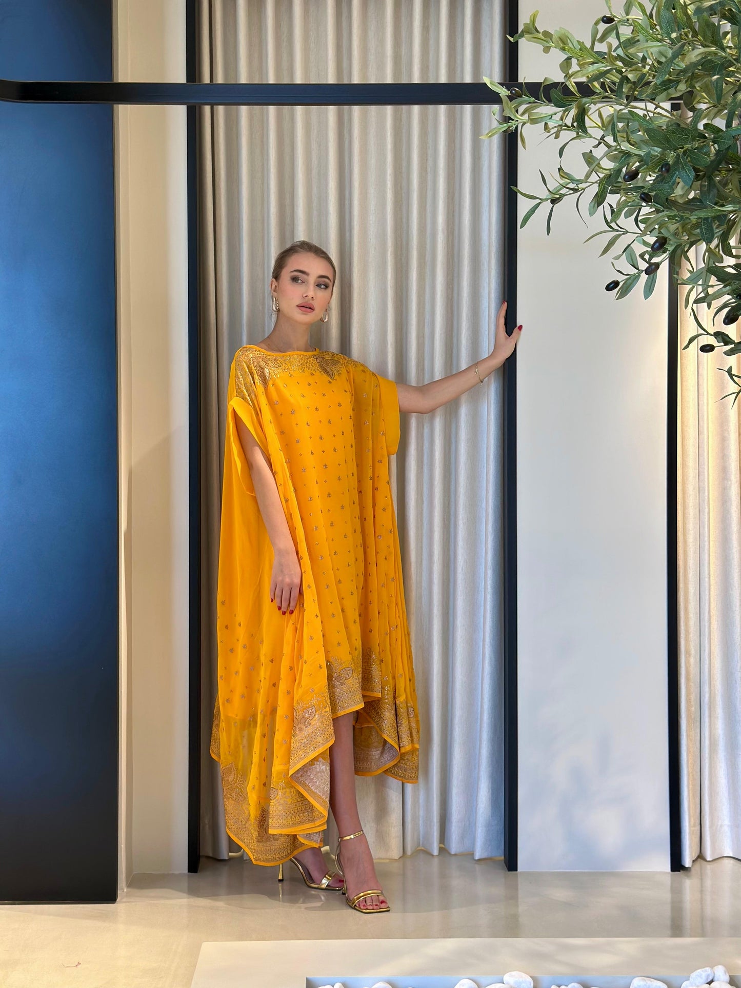 Flare Jelwa Kaftan - Yellow