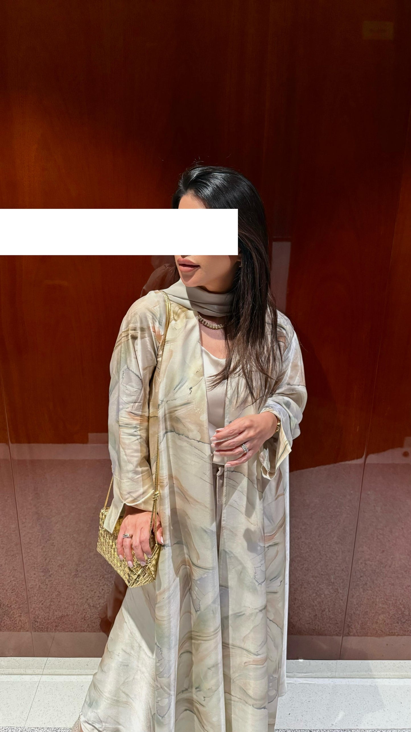 Silky motion Abaya -Beige