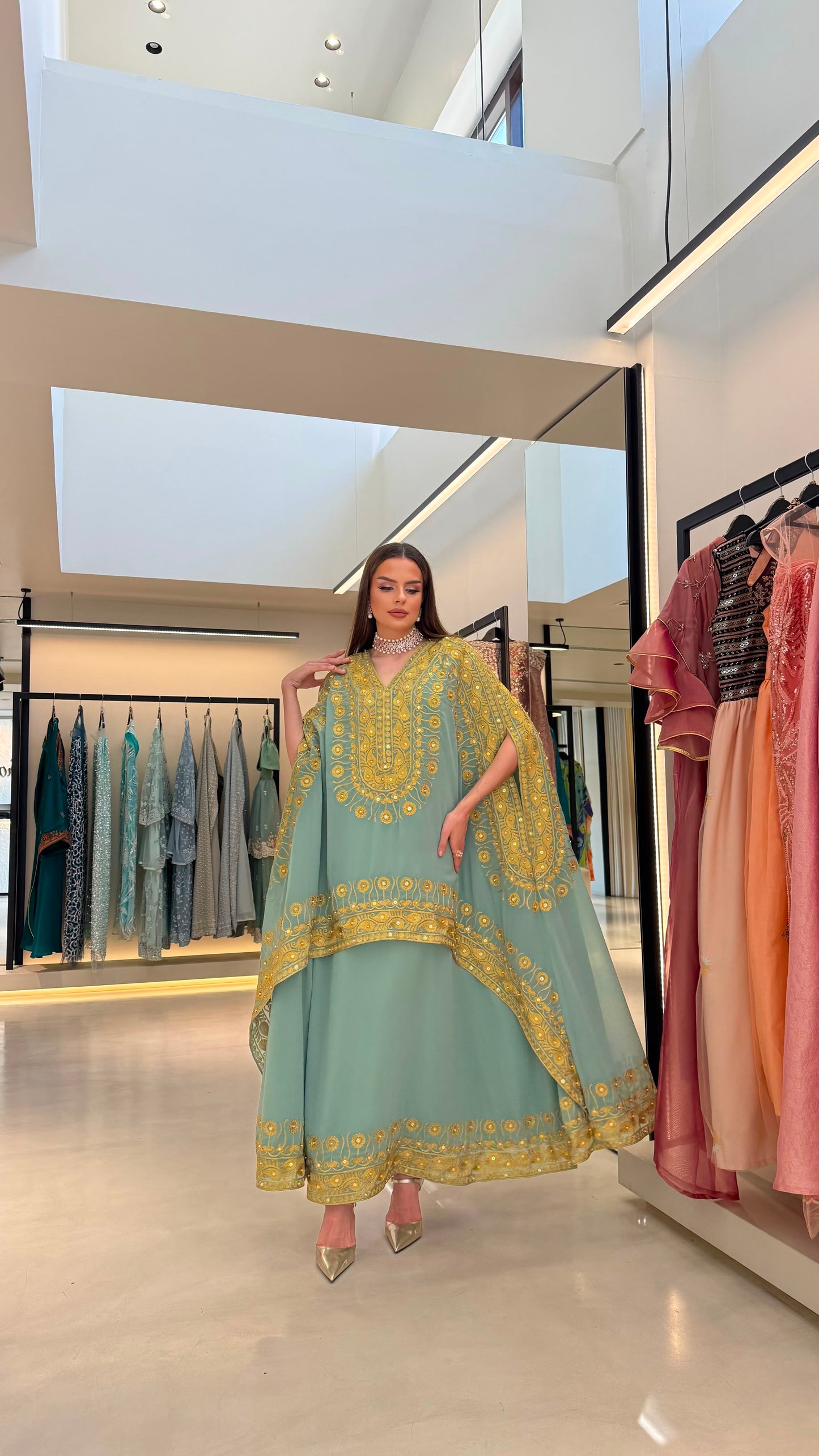 Cape Nashel Jelwa kaftan - Mint